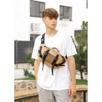 Большая мужская сумка бананка Sambag DynamicDart бежевая 38 × 21 × 7 см (80411026m)
