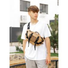 Большая мужская сумка бананка Sambag DynamicDart бежевая 38 × 21 × 7 см (80411026m)
