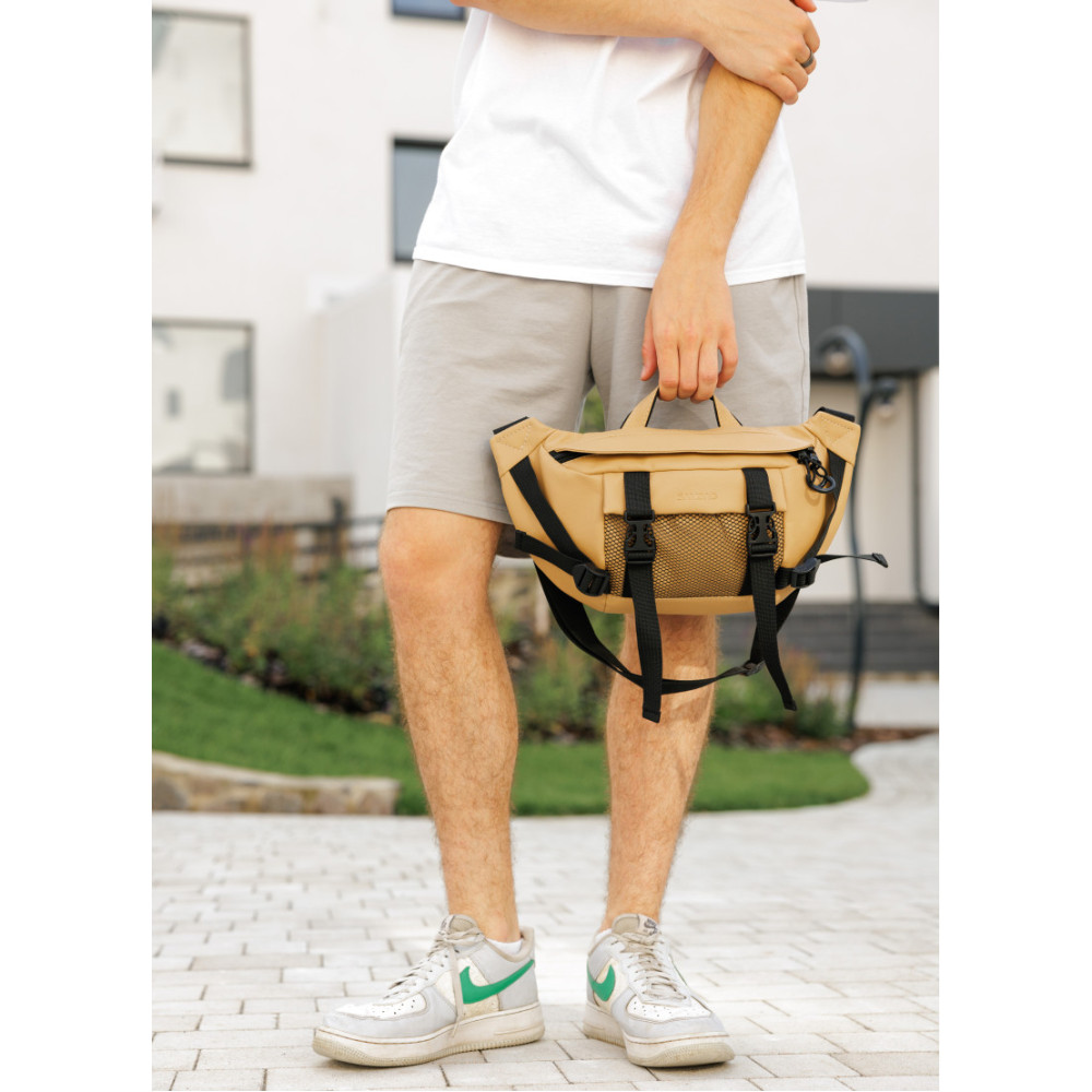 Велика чоловіча сумка бананка Sambag DynamicDart бежева 38 × 21 × 7 см (80411026m)