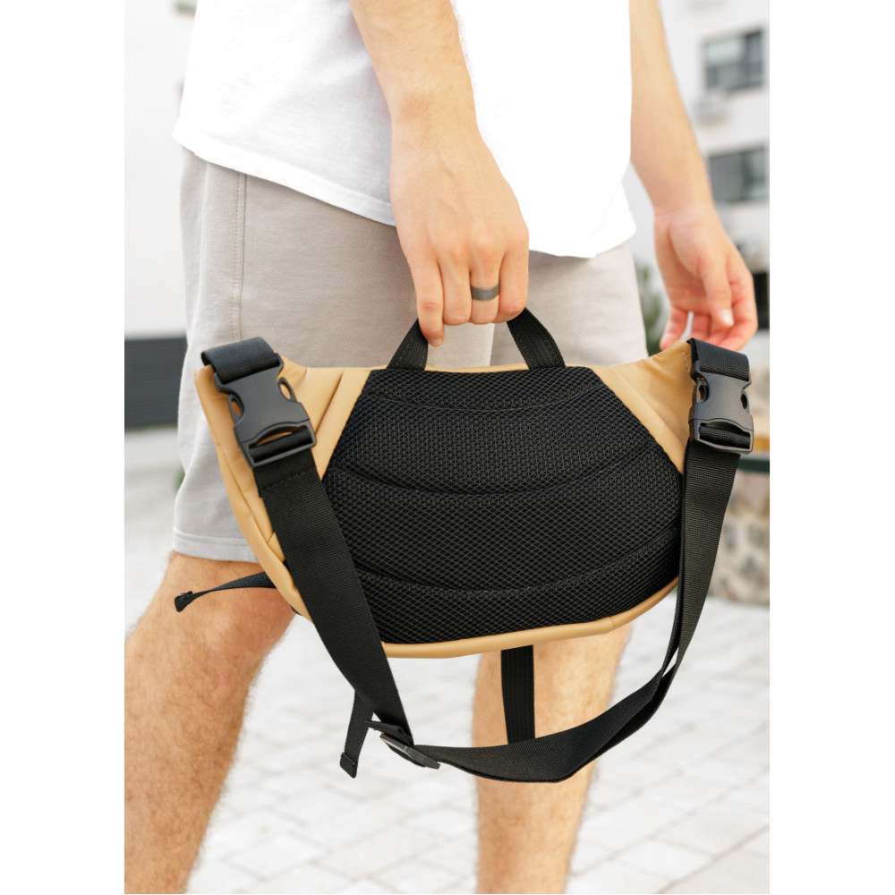 Велика чоловіча сумка бананка Sambag DynamicDart бежева 38 × 21 × 7 см (80411026m)