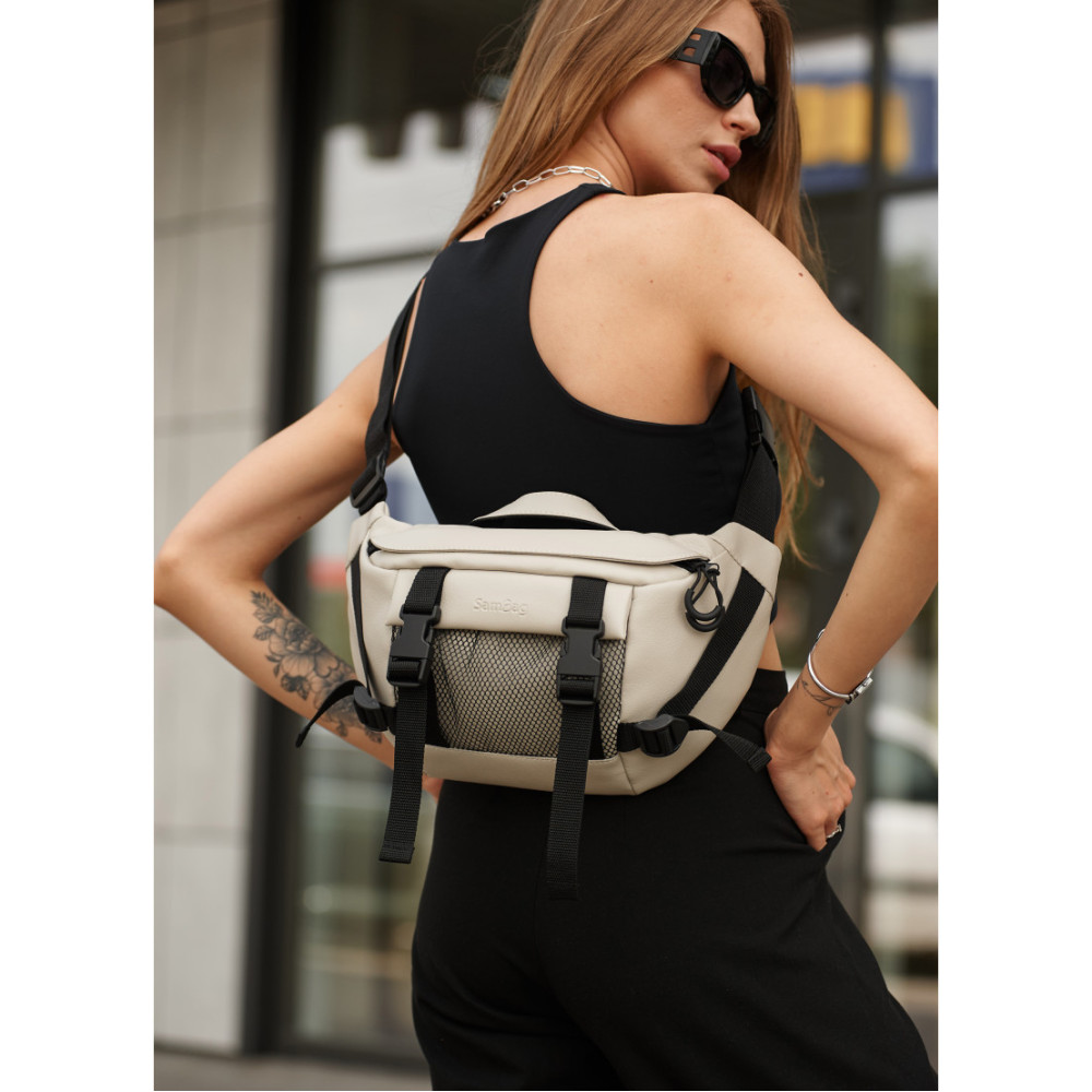 Жіноча сумка бананка Sambag Dynamicdart сіра 38 × 21 × 7 см (80411030)