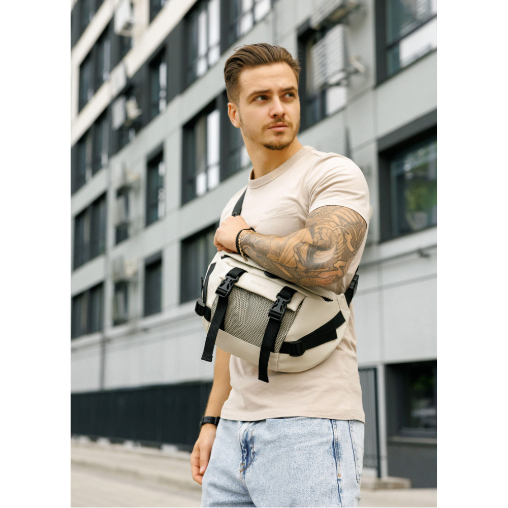Мужская сумка бананка Sambag Dynamicdart серая 38 × 21 × 7 см (80411030m)