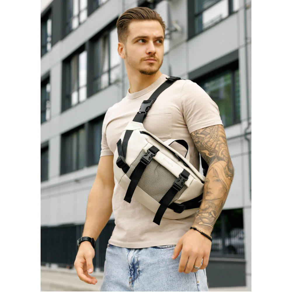 Мужская сумка бананка Sambag Dynamicdart серая 38 × 21 × 7 см (80411030m)
