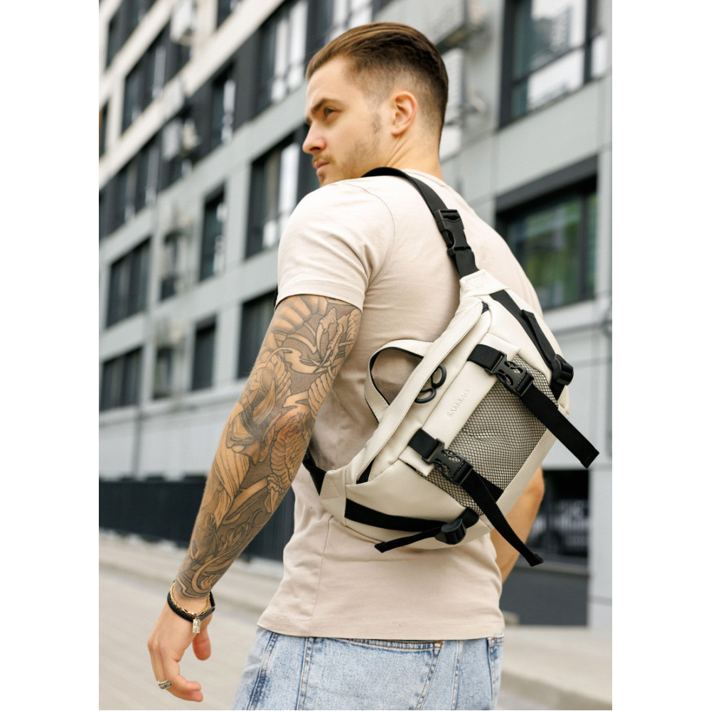 Мужская сумка бананка Sambag Dynamicdart серая 38 × 21 × 7 см (80411030m)