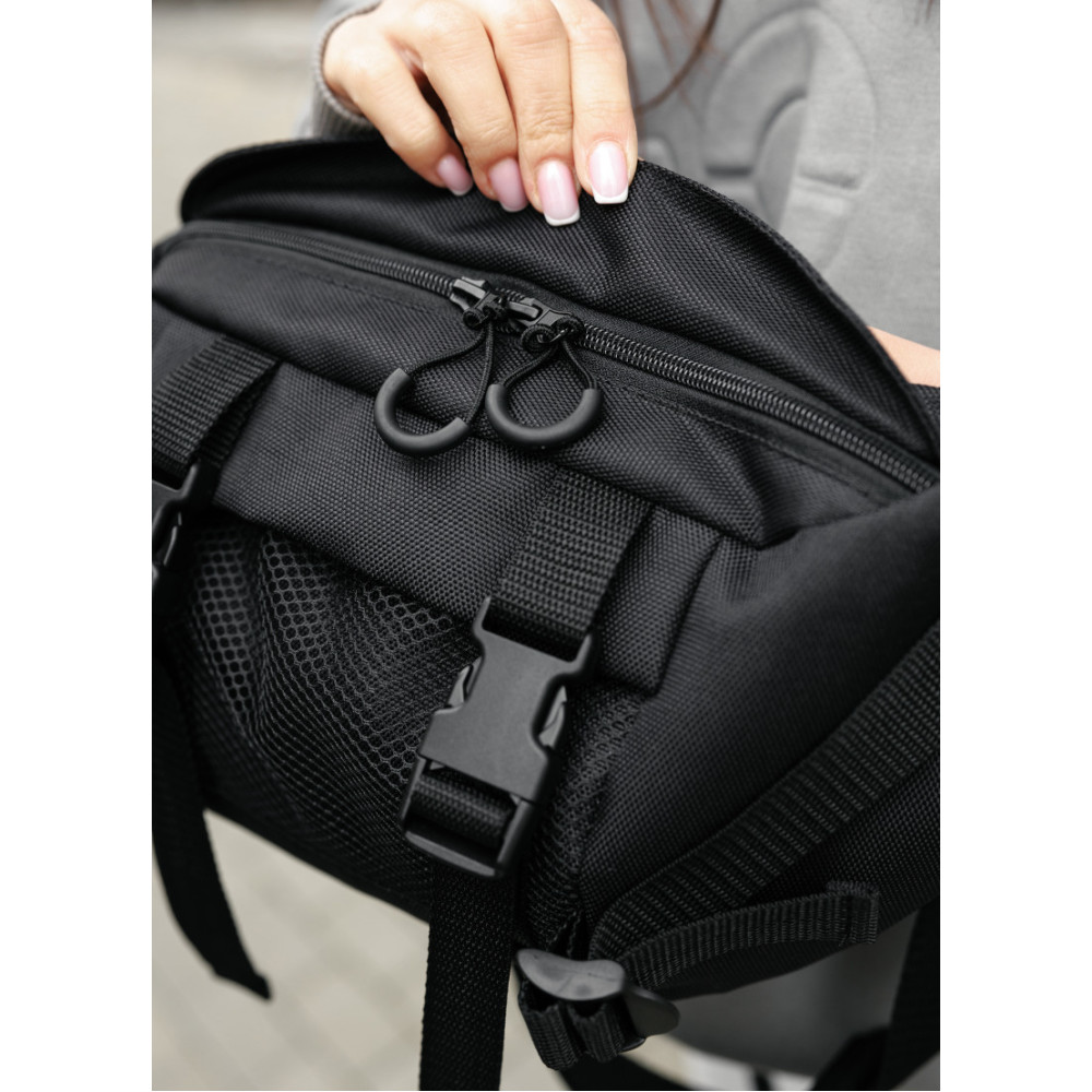 Женская сумка бананка Sambag Dynamicdart черная 38 × 21 × 7 см (80411065)