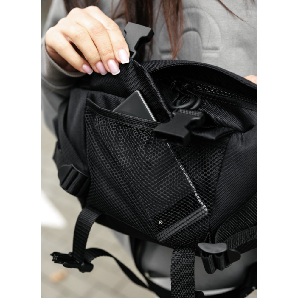Женская сумка бананка Sambag Dynamicdart черная 38 × 21 × 7 см (80411065)