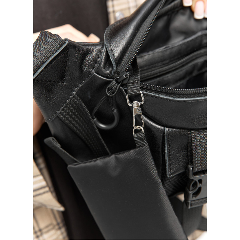 Большая женская поясная сумка бананка Sambag DynamicDart черная 38×21×7 см (80411101)