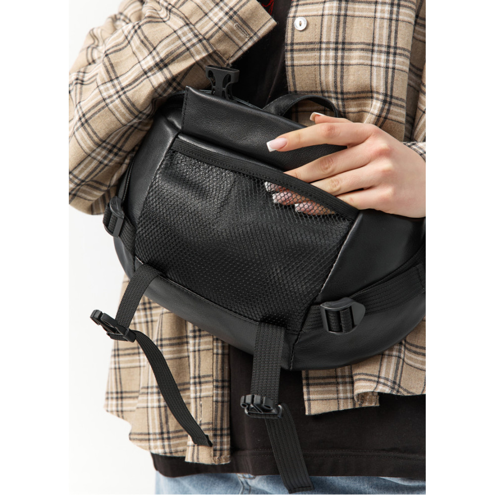 Большая женская поясная сумка бананка Sambag DynamicDart черная 38×21×7 см (80411101)
