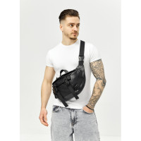 Велика чоловіча сумка бананка Sambag DynamicDart чорна 38 × 21 × 7 см (80411101m)