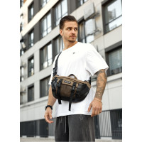 Большая мужская сумка бананка Sambag DynamicDart орех 38 × 21 × 7 см (80411119m)