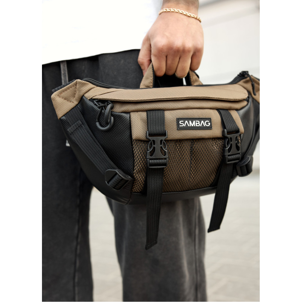 Большая мужская сумка бананка Sambag DynamicDart орех 38 × 21 × 7 см (80411119m)