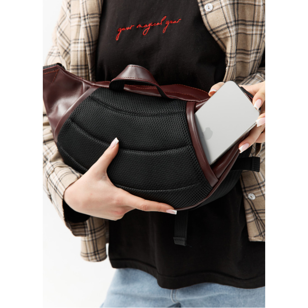 Велика жіноча поясна сумка бананка Sambag DynamicDart марсала 38 × 21 × 7 см (80411120)