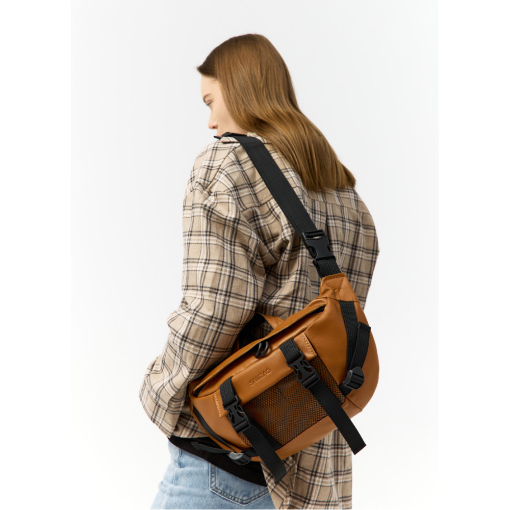 Велика жіноча поясна сумка бананка Sambag DynamicDart руда 38 × 21 × 7 см (80411121)