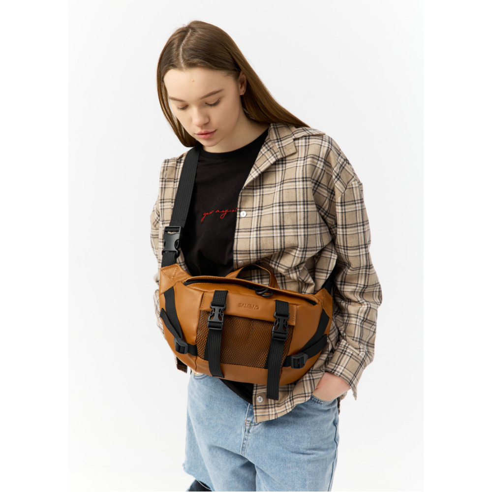 Велика жіноча поясна сумка бананка Sambag DynamicDart руда 38 × 21 × 7 см (80411121)