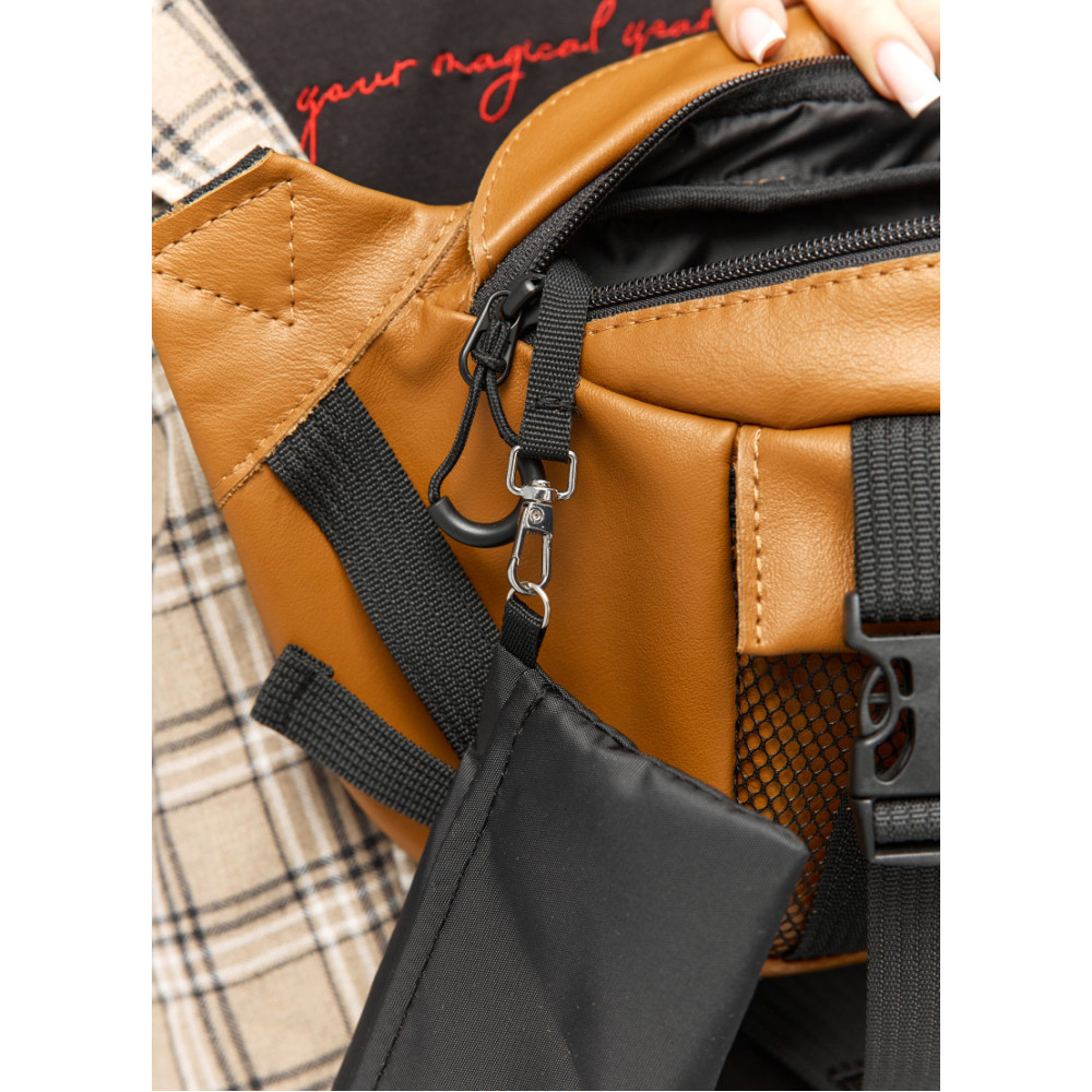 Велика жіноча поясна сумка бананка Sambag DynamicDart руда 38 × 21 × 7 см (80411121)