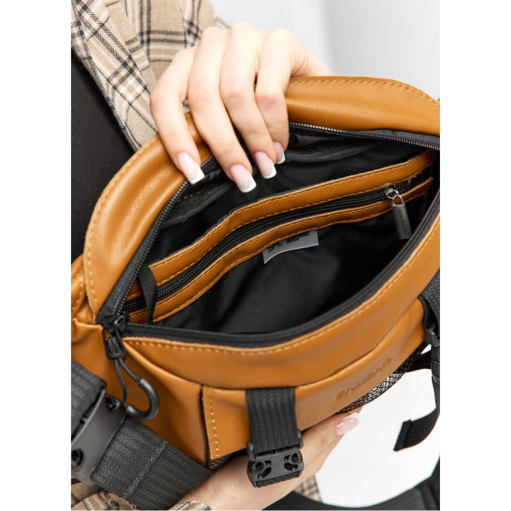 Велика жіноча поясна сумка бананка Sambag DynamicDart руда 38 × 21 × 7 см (80411121)