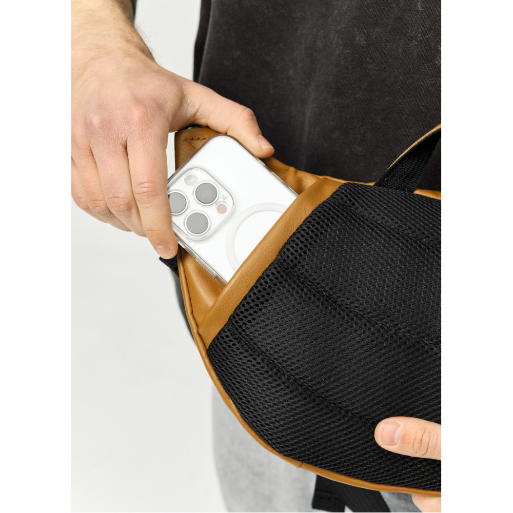 Большая мужская сумка бананка Sambag DynamicDart рыжая 38 × 21 × 7 см (80411121m)