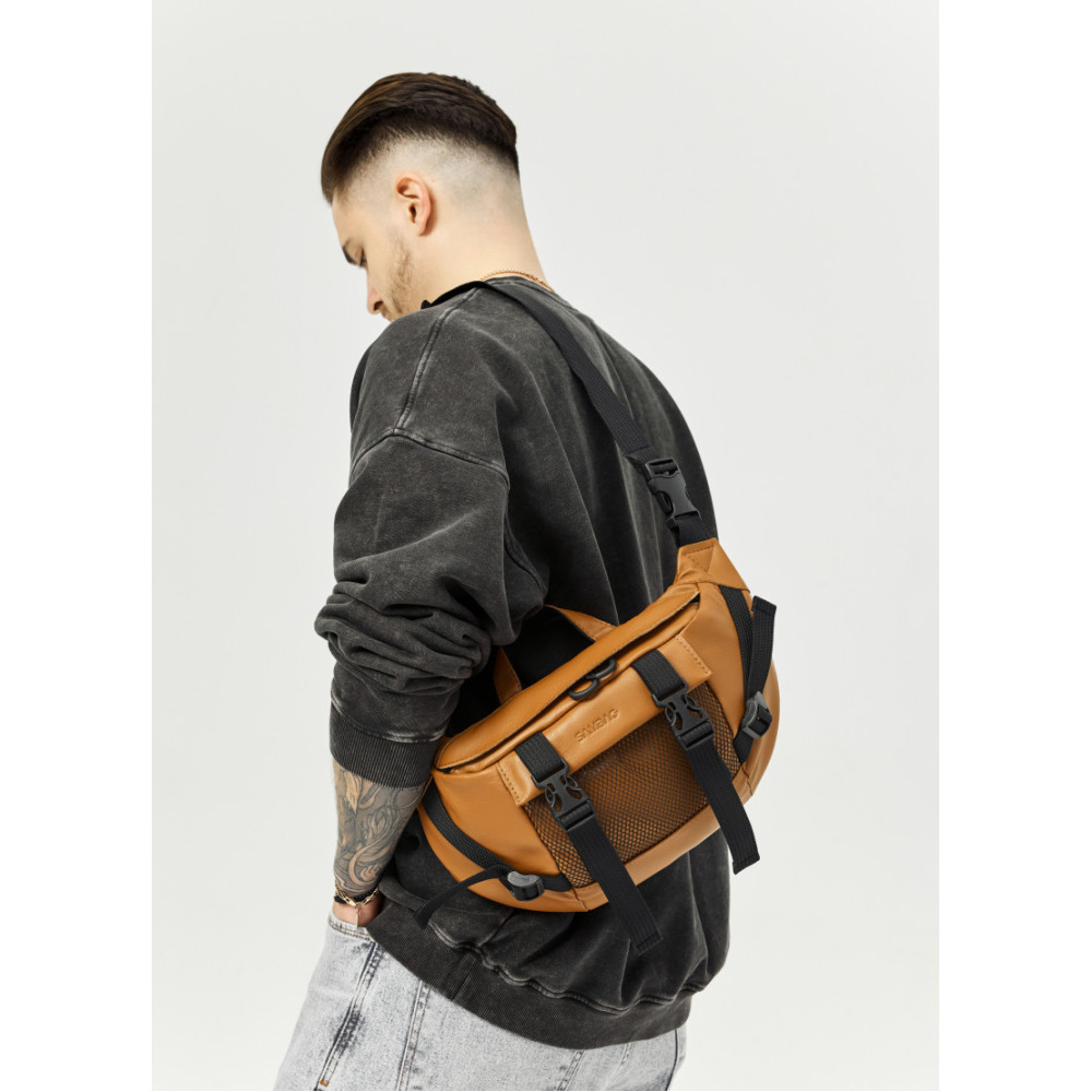 Большая мужская сумка бананка Sambag DynamicDart рыжая 38 × 21 × 7 см (80411121m)