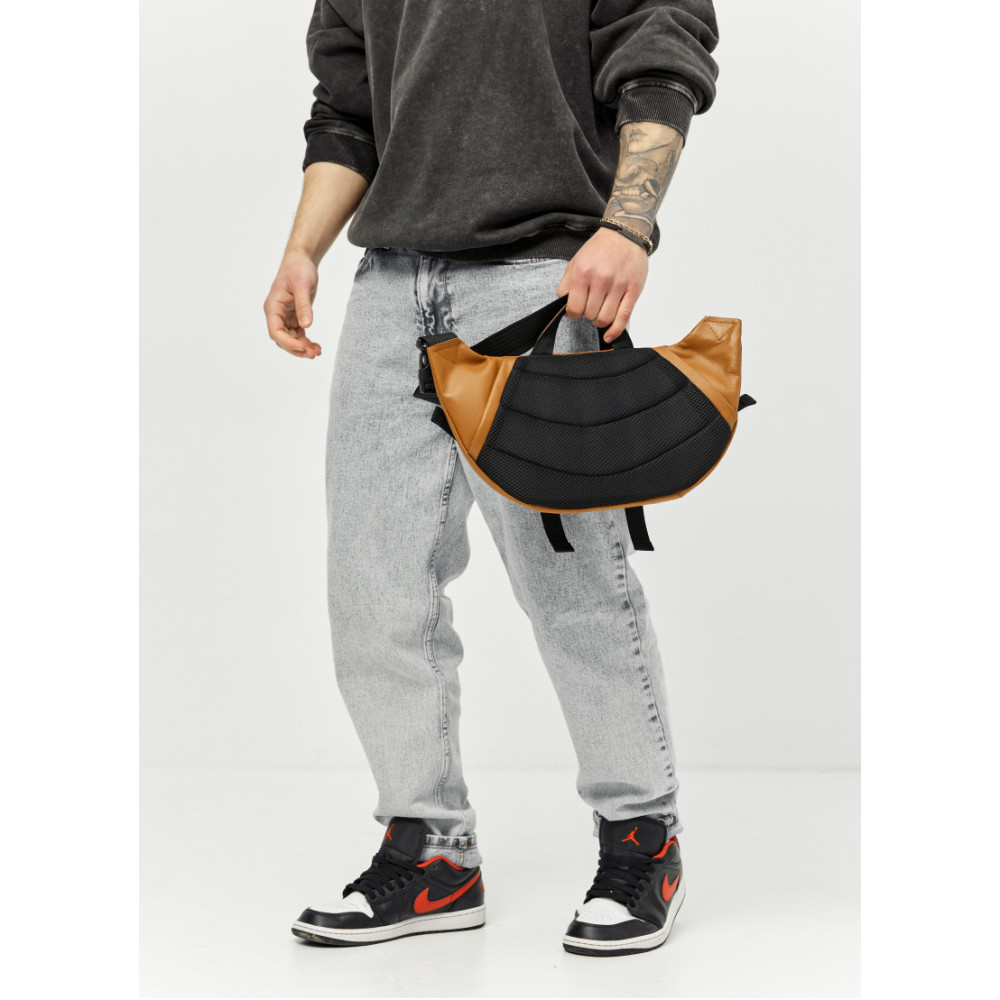 Большая мужская сумка бананка Sambag DynamicDart рыжая 38 × 21 × 7 см (80411121m)