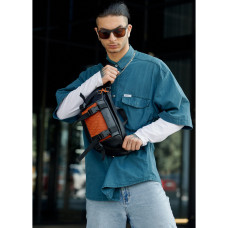 Мужская сумка бананка Sambag Dynamicdart черно-оранжевая 38 × 21 × 7 см (80411129m)