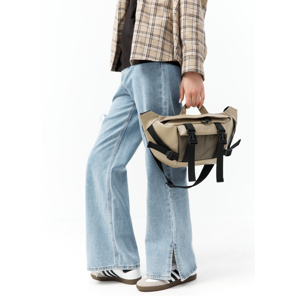 Большая женская поясная сумка бананка Sambag DynamicDart серая 38×21×7 см (80411130)