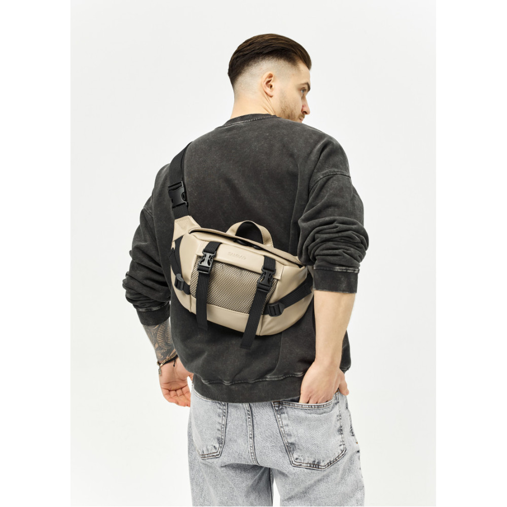 Большая мужская сумка бананка Sambag DynamicDart серая 38 × 21 × 7 см (80411130m)