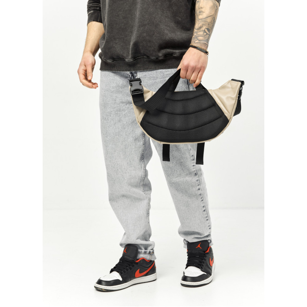 Большая мужская сумка бананка Sambag DynamicDart серая 38 × 21 × 7 см (80411130m)