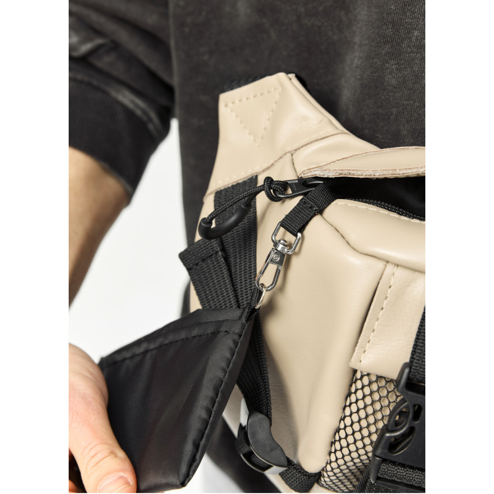 Большая мужская сумка бананка Sambag DynamicDart серая 38 × 21 × 7 см (80411130m)