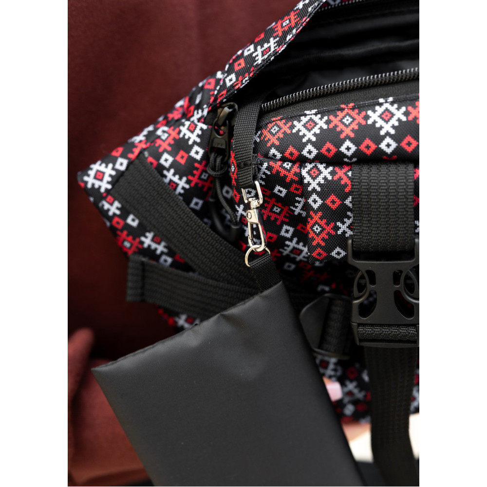 Большая женская поясная сумка бананка Sambag DynamicDart черная 38×21×7 см (80411148)