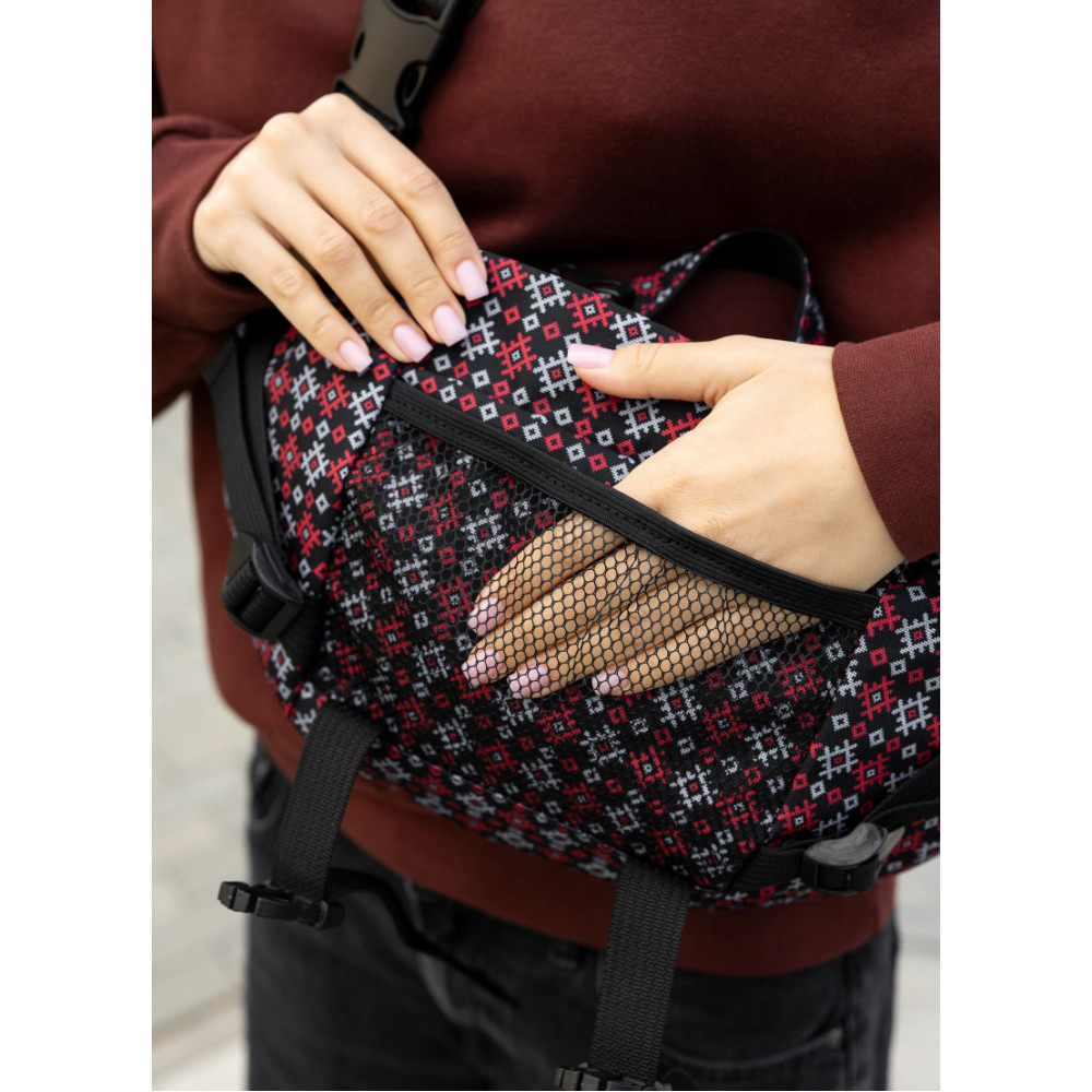 Большая женская поясная сумка бананка Sambag DynamicDart черная 38×21×7 см (80411148)