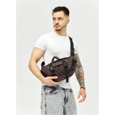 Большая мужская сумка бананка Sambag DynamicDart чорна тканевая 38 × 21 × 7 см (80411148m)