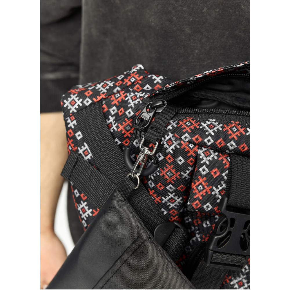 Велика чоловіча сумка бананка Sambag DynamicDart чорна тканева 38 × 21 × 7 см (80411148m)