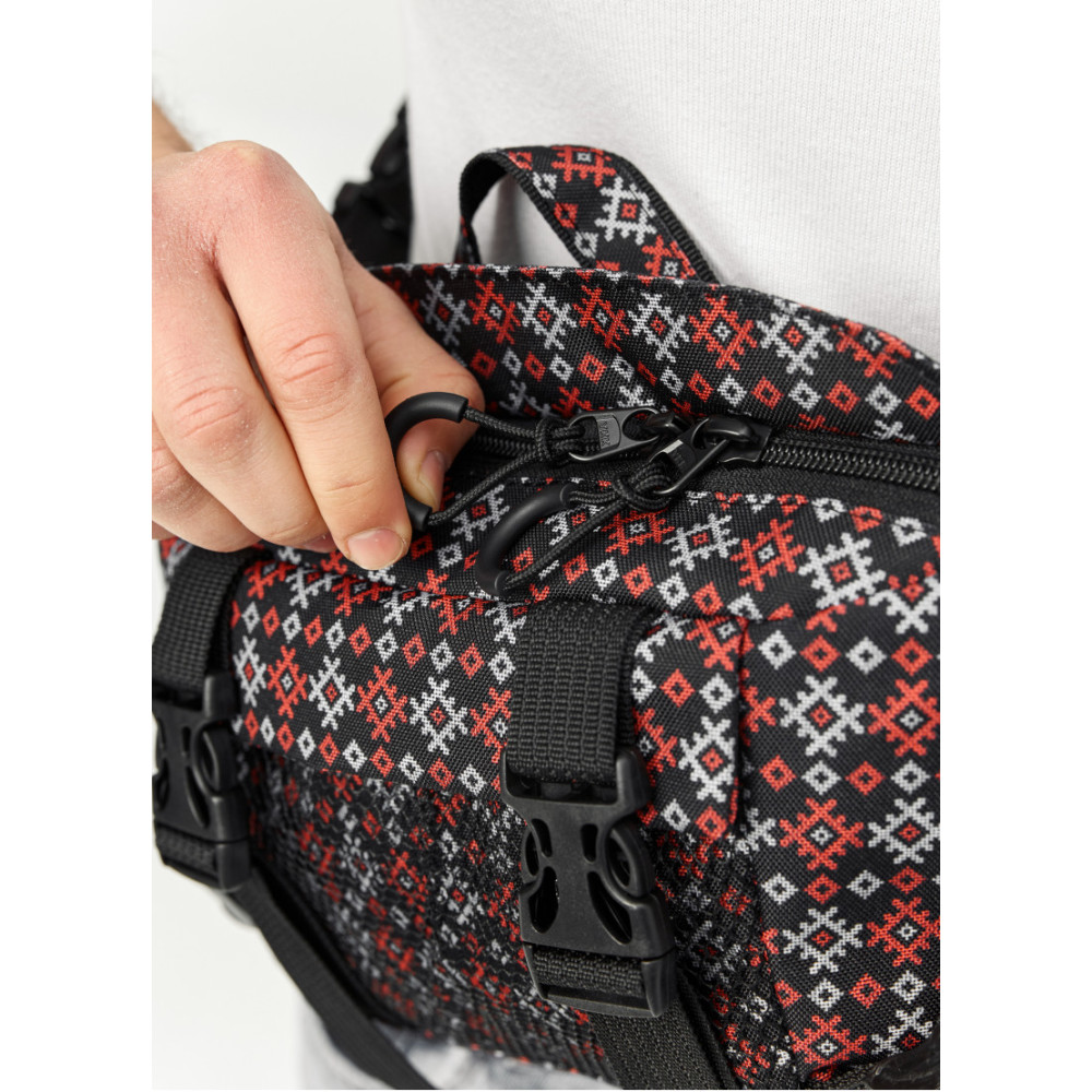 Велика чоловіча сумка бананка Sambag DynamicDart чорна тканева 38 × 21 × 7 см (80411148m)
