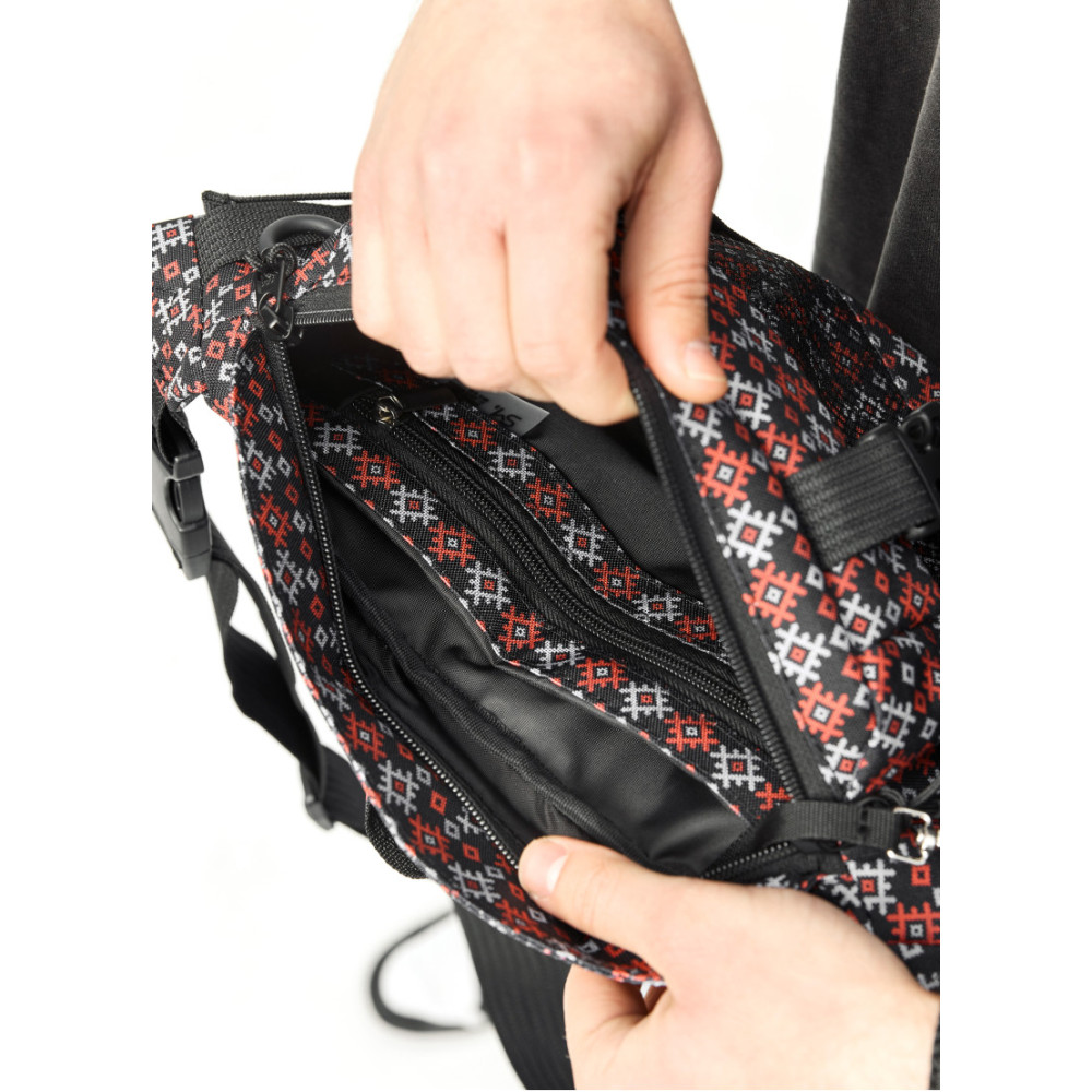 Велика чоловіча сумка бананка Sambag DynamicDart чорна тканева 38 × 21 × 7 см (80411148m)