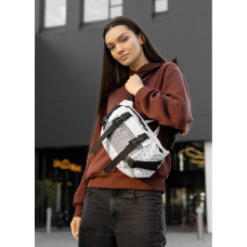 Большая женская поясная сумка бананка Sambag DynamicDart принт "Square" 38×21×7 см (80411150)