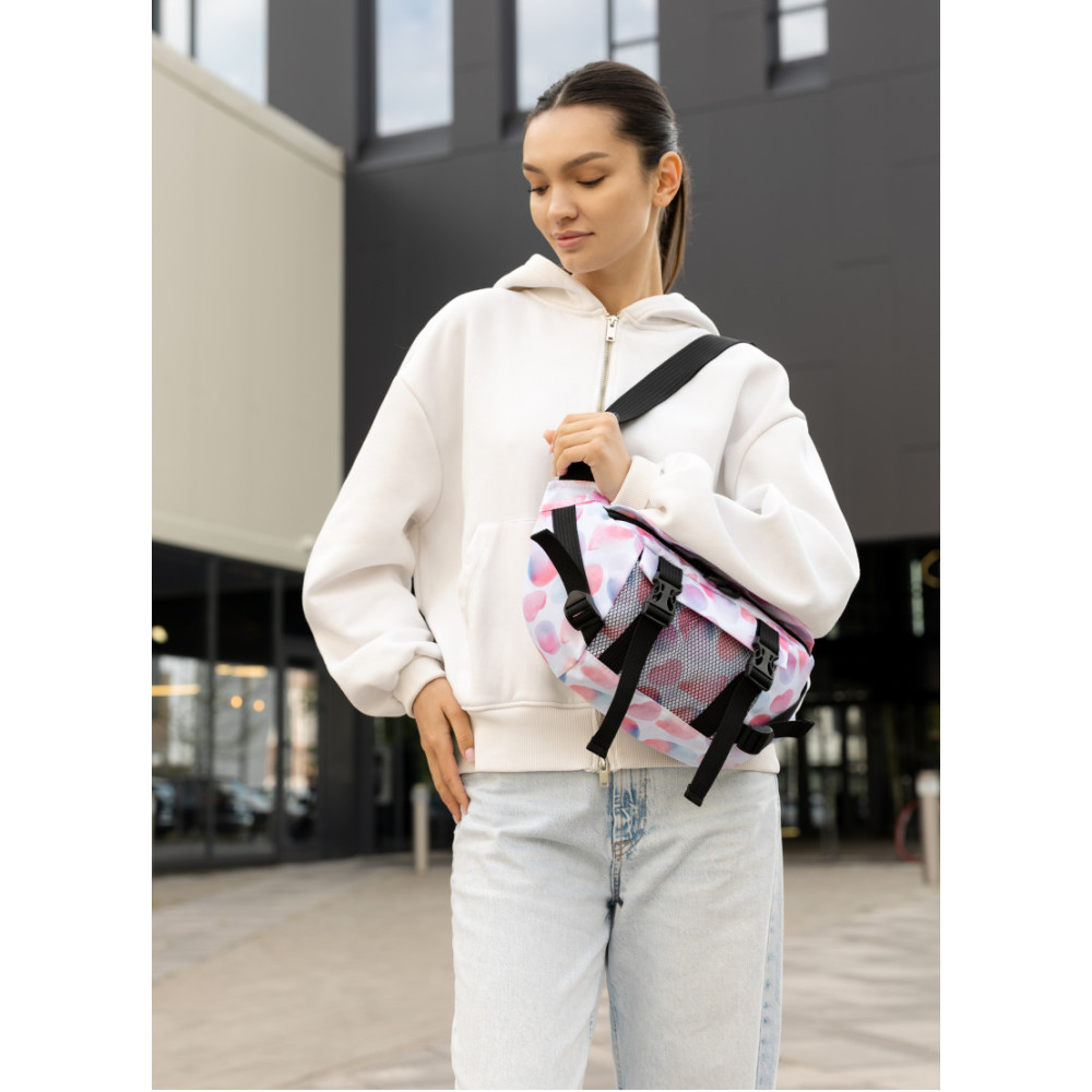 Большая женская поясная сумка бананка Sambag DynamicDart принт "Blush Drop" 38×21×7 см (80411152)