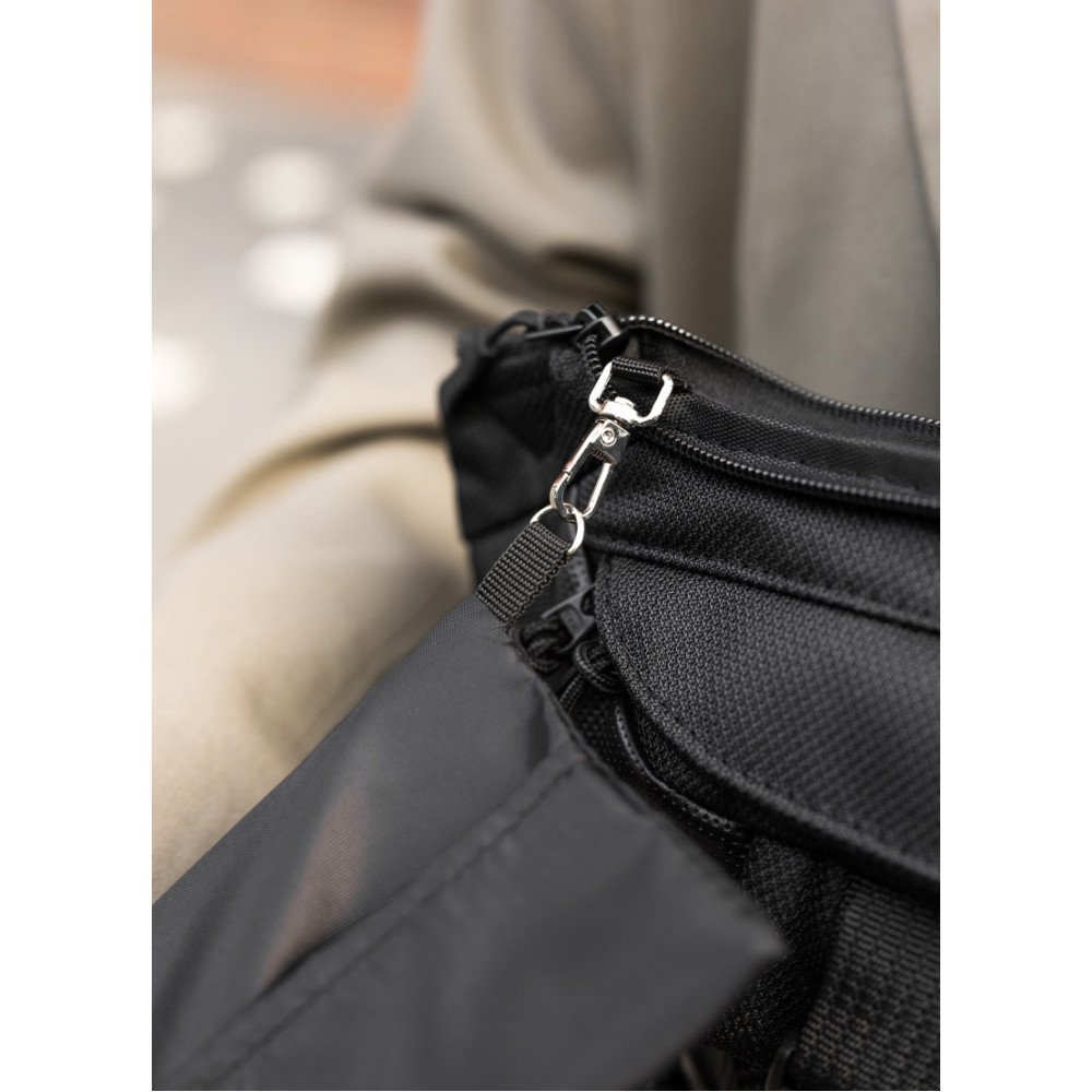 Велика жіноча поясна сумка бананка Sambag DynamicDart чорна 38 × 21 × 7 см (80411701)
