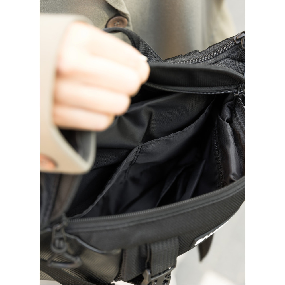 Велика жіноча поясна сумка бананка Sambag DynamicDart чорна 38 × 21 × 7 см (80411701)