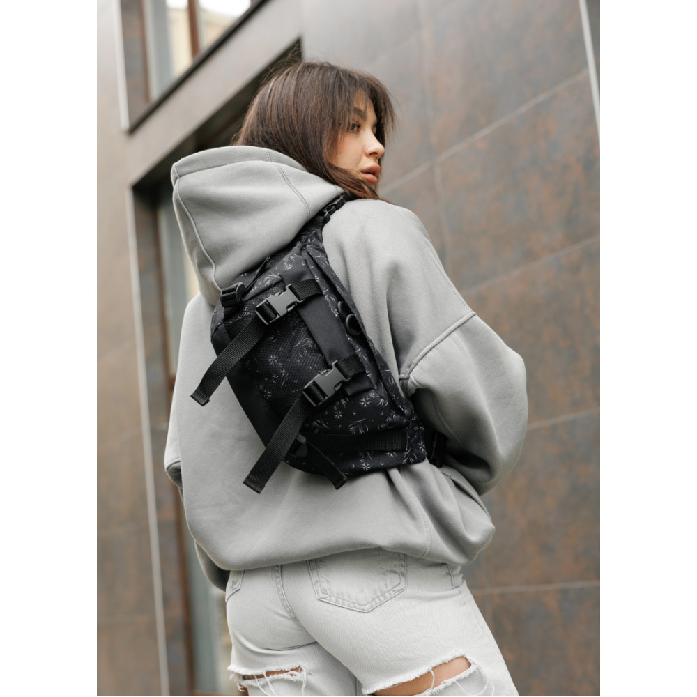 Жіноча сумка бананка Sambag Dynamicdart чорна 38 × 21 × 7 см (80411702)