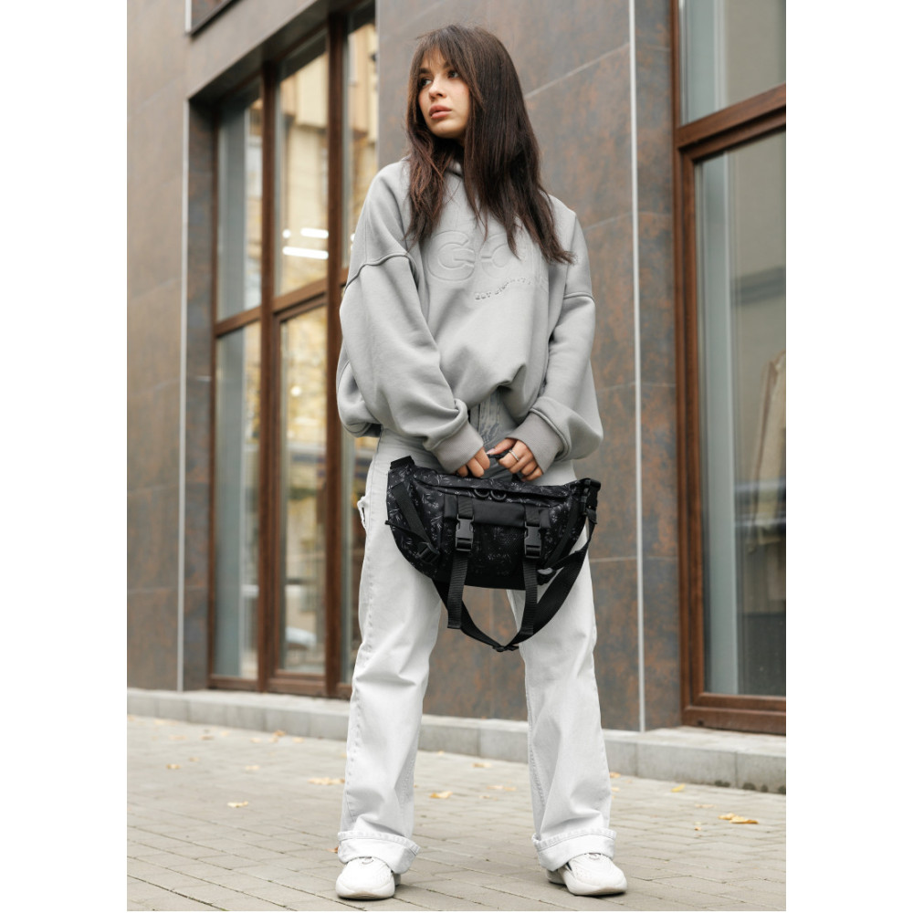 Жіноча сумка бананка Sambag Dynamicdart чорна 38 × 21 × 7 см (80411702)