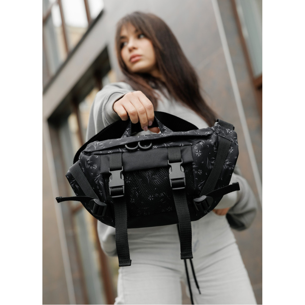 Жіноча сумка бананка Sambag Dynamicdart чорна 38 × 21 × 7 см (80411702)