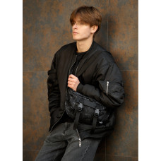 Мужская сумка бананка Sambag Dynamicdart черная 38 × 21 × 7 см (80411702m)