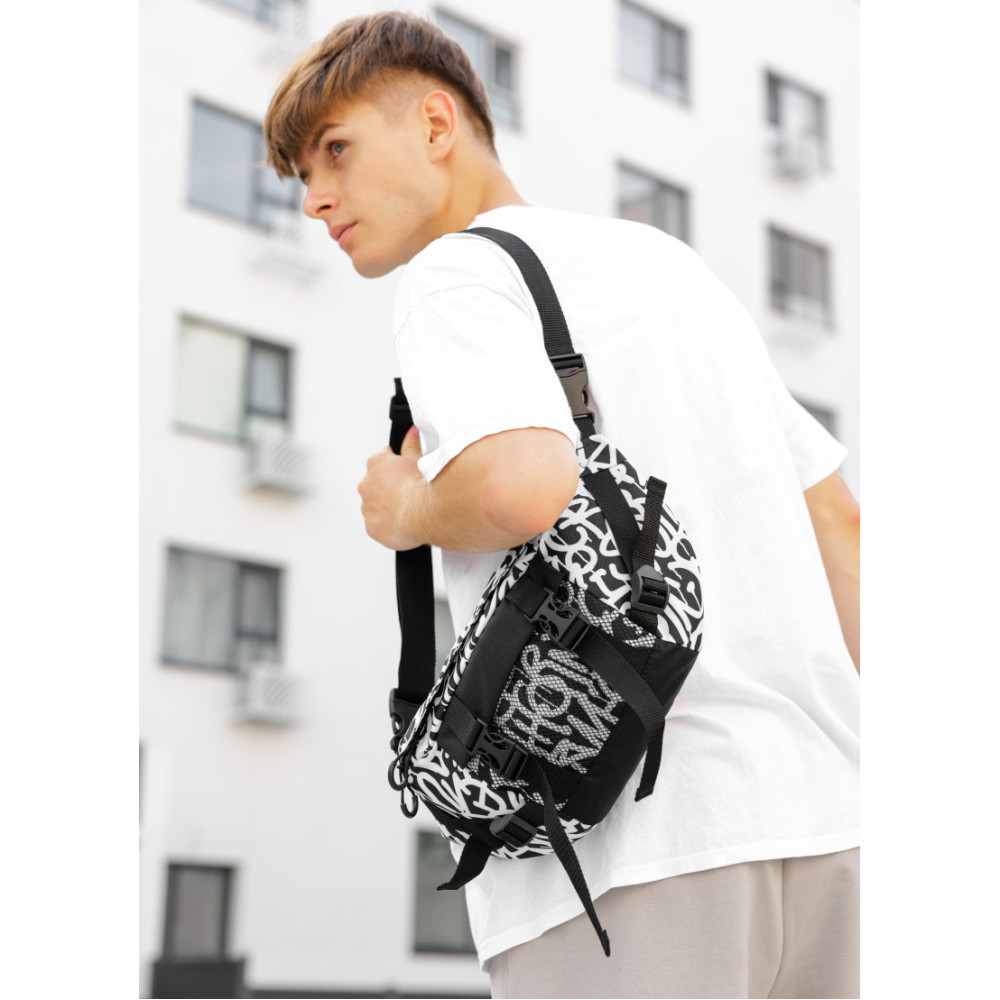 Большая мужская сумка бананка Sambag DynamicDart принт "Graphity" 38 × 21 × 7 см (80411715m)