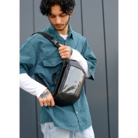 Мужская сумка бананка Sambag Dynamicdart черная 38 × 21 × 7 см (80461001m)