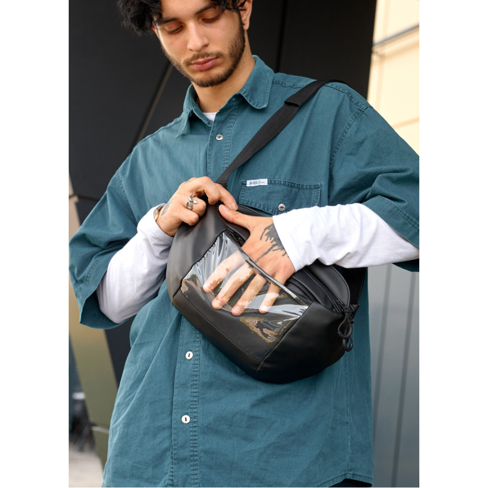 Чоловіча сумка бананка Sambag Dynamicdart чорна 38 × 21 × 7 см (80461001m)