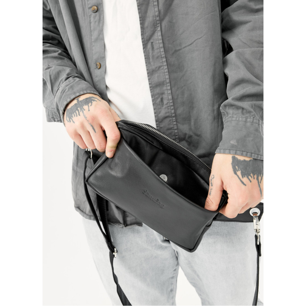 Чоловіча сумка бананка Sambag HARVI чорна 24 × 16 × 6 см (88213101m)