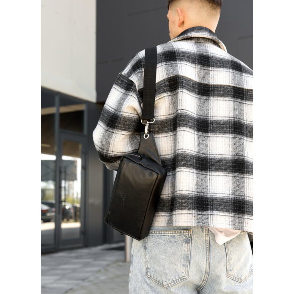 Чоловіча сумка бананка Sambag HARVI чорна 24 × 16 × 6 см (88213101m)