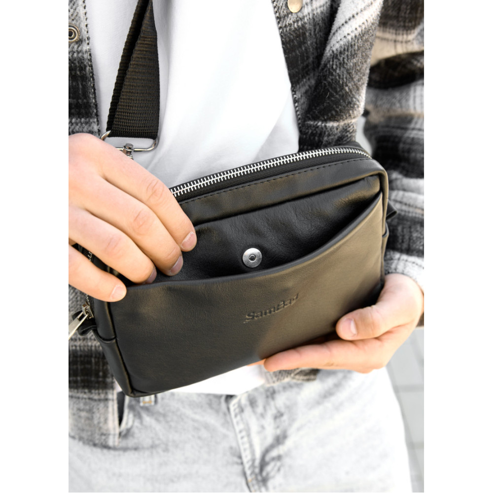 Чоловіча сумка бананка Sambag HARVI чорна 24 × 16 × 6 см (88213101m)