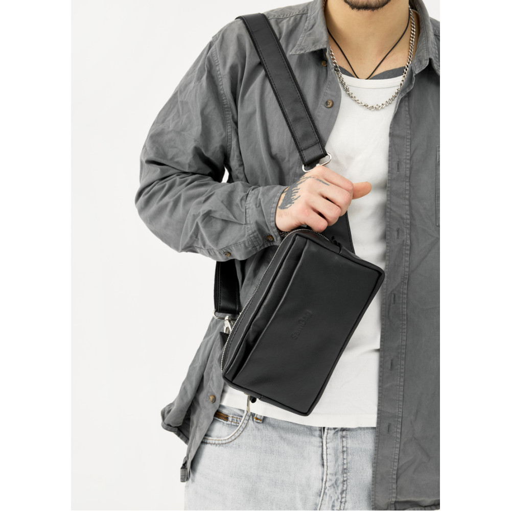 Чоловіча сумка бананка Sambag HARVI чорна 24 × 16 × 6 см (88213101m)