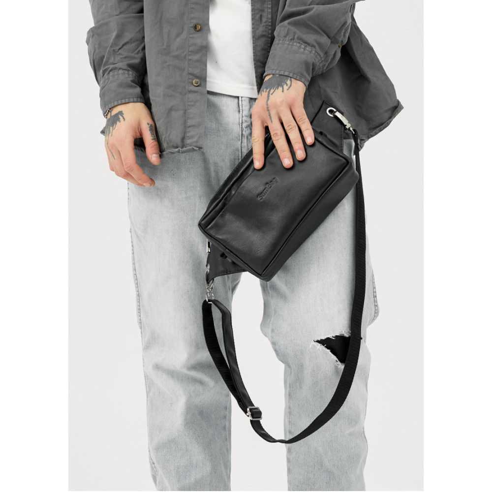 Чоловіча сумка бананка Sambag HARVI чорна 24 × 16 × 6 см (88213101m)